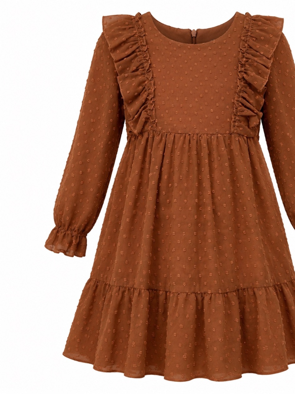 Charming Brown Ruffle Kids Dress
